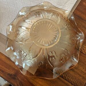 Jeannette Iris Herringbone Marigold Carnival Glass Fluted Fruit 11.5in Bowl